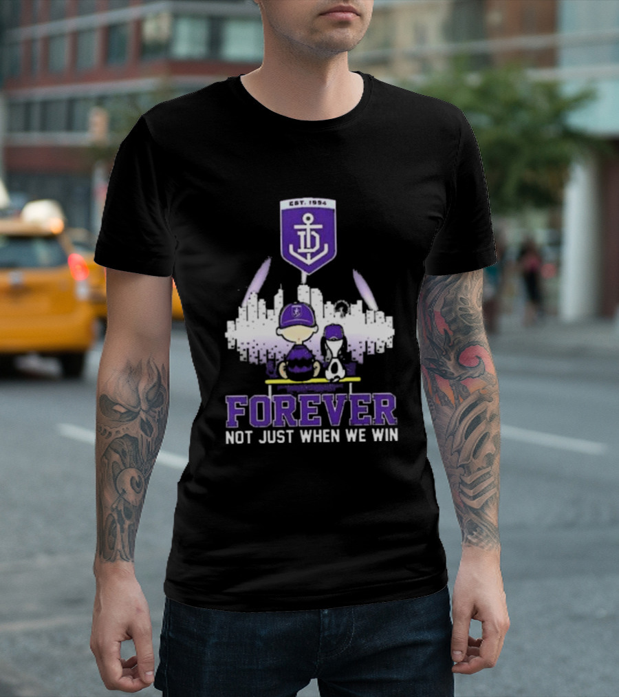Peanuts Snoopy and Charlie Brown Fremantle Dockers Forever Not Just When We Win T-Shirt