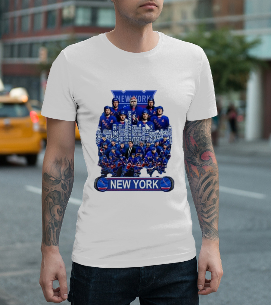 New York Rangers Hockey Team Players Skyline Names T-Shirt