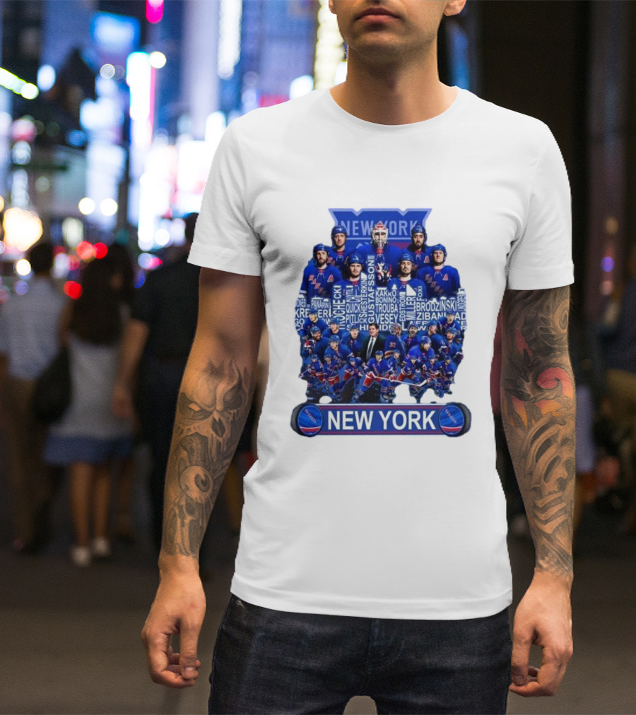 New York Rangers Hockey Team Players Skyline Names T-Shirt
