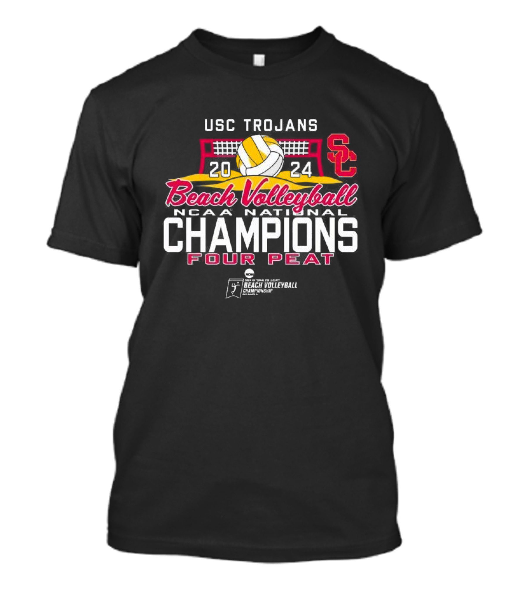 USC Trojans 2024 Beach Volleyball NCAA National Champions Four Peat T-Shirt