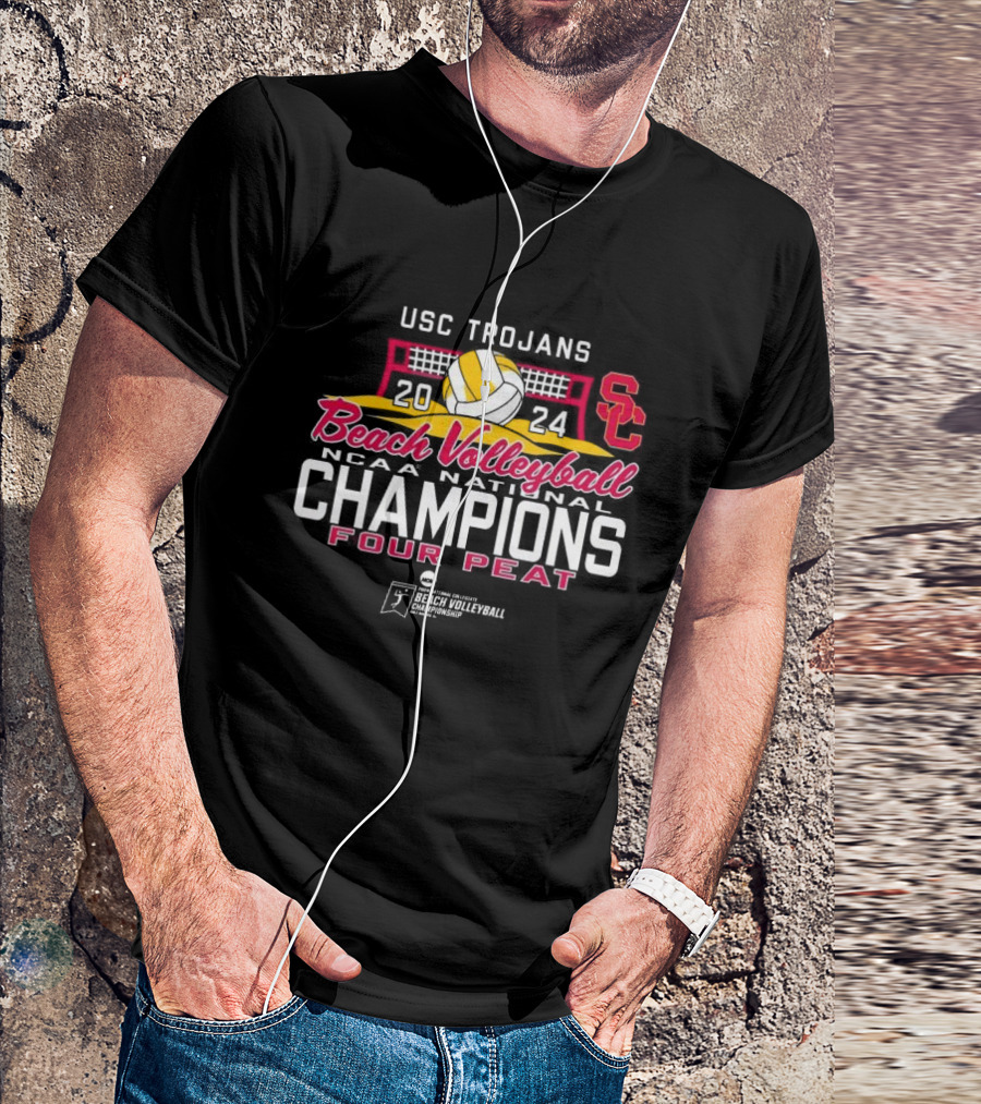 USC Trojans 2024 Beach Volleyball NCAA National Champions Four Peat T-Shirt