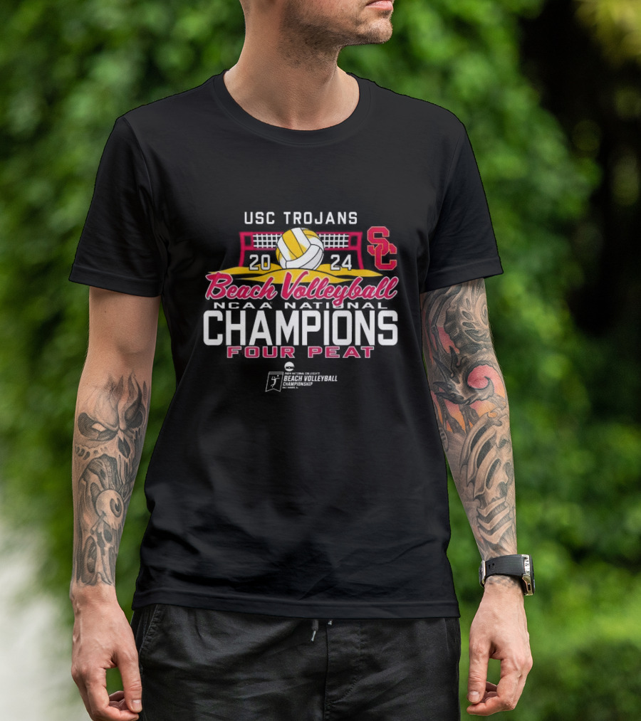 USC Trojans 2024 Beach Volleyball NCAA National Champions Four Peat T-Shirt