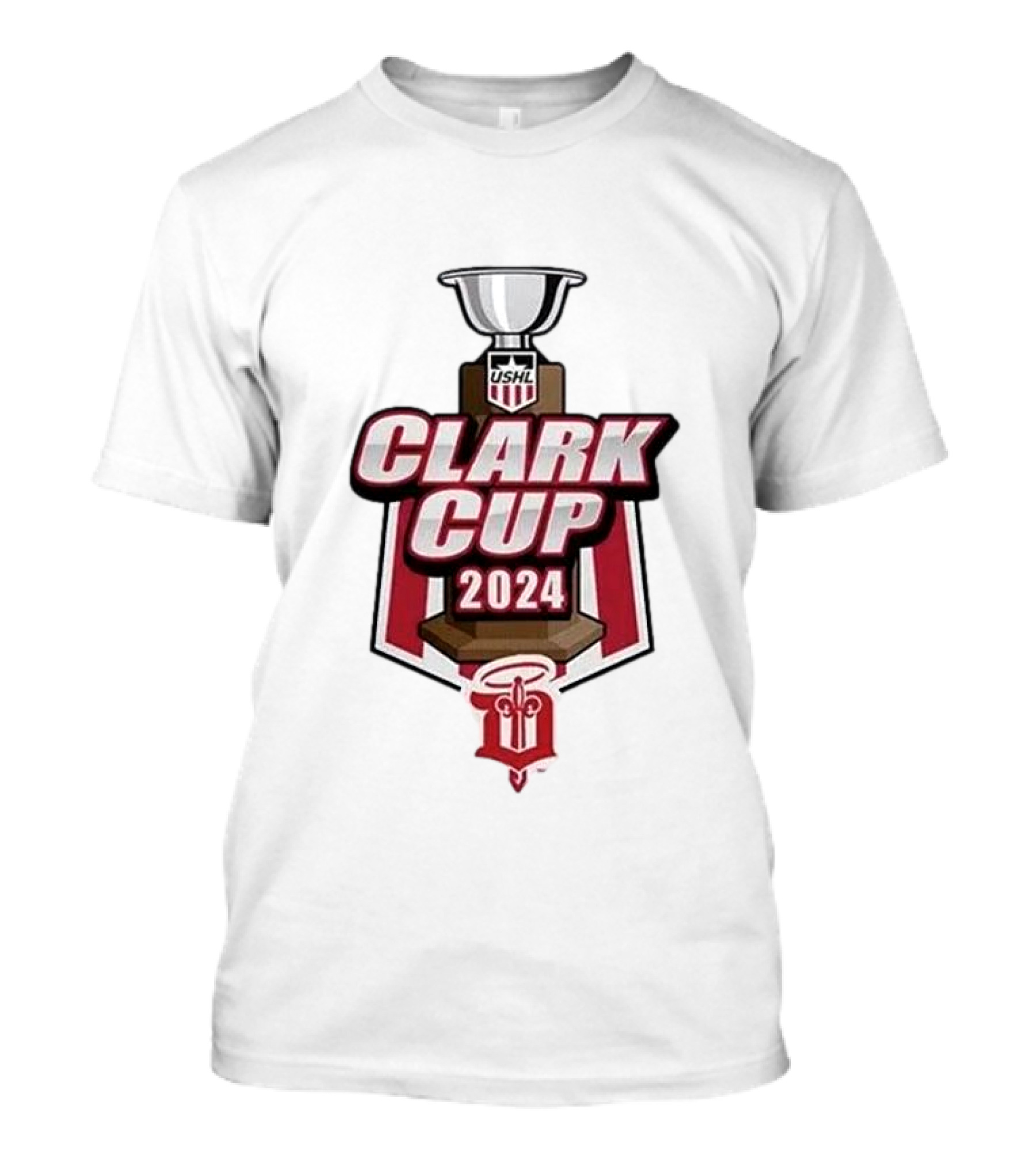 USHL 2024 Clark Cup Dubuque Fighting Saints Trophy T-Shirt