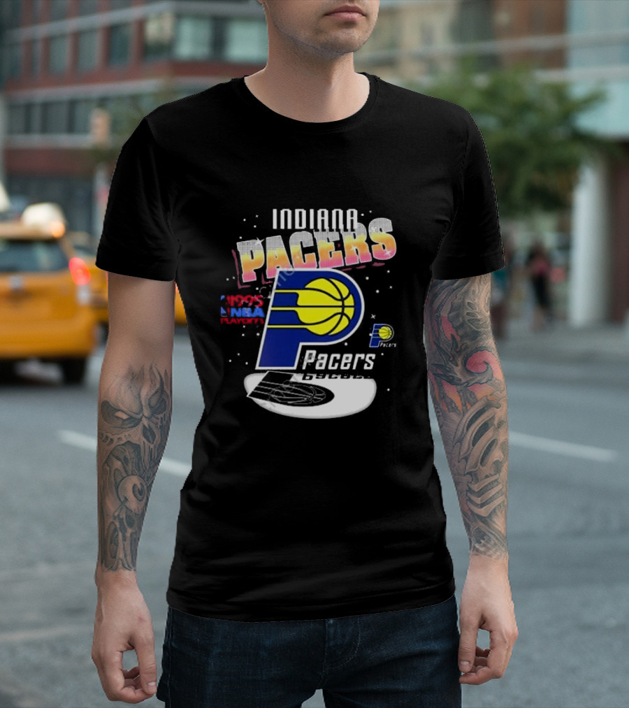 Indiana Pacers 1995 NBA Playoffs Retro Logo and Stars T-Shirt