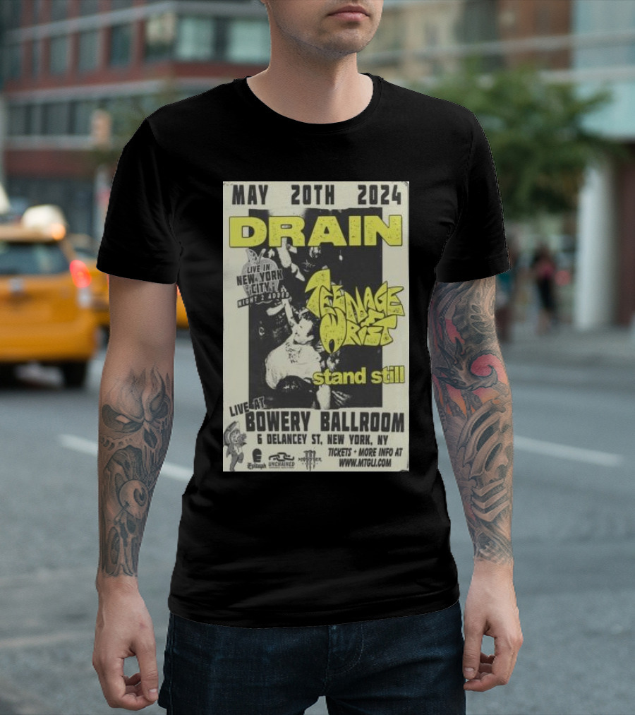May 20th 2024 Drain Teenage Wrist Stand Still Live at Bowery Ballroom New York City T-Shirt