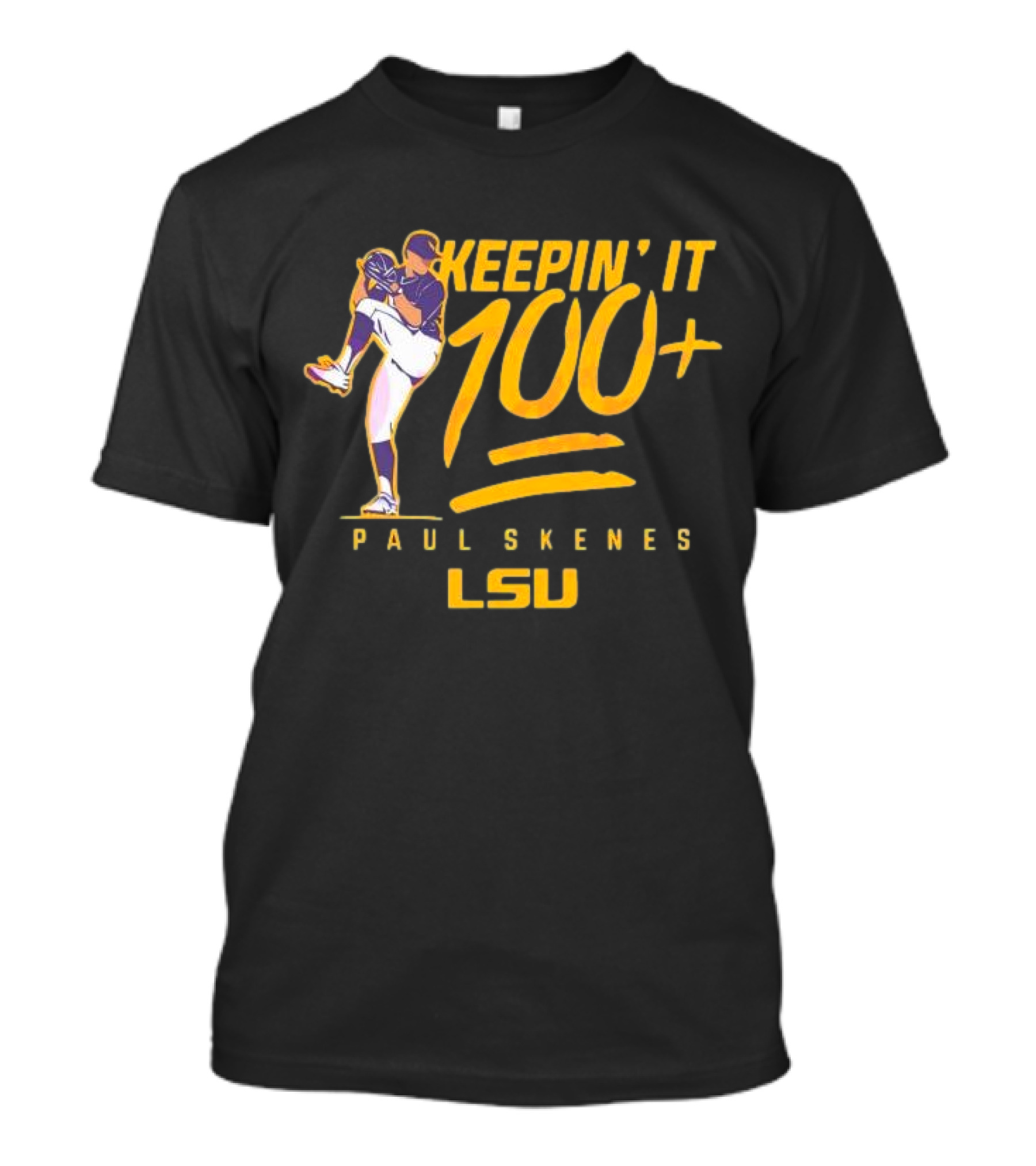 LSU Tigers Keepin' It 100+ Paul Skenes Baseball T-Shirt