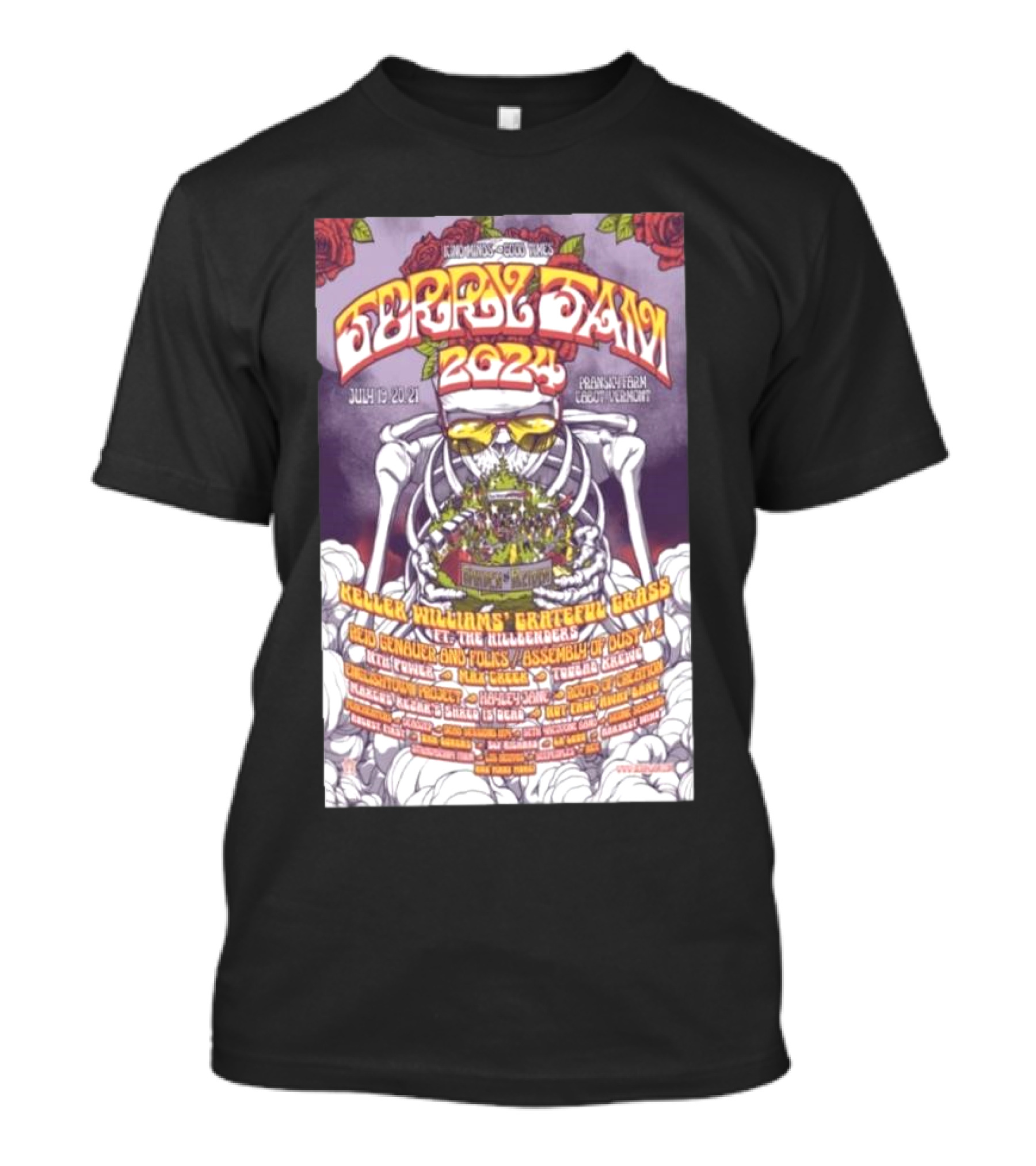 Jerry Jam Cabot VT July 19-21 2024 Featuring Keller Williams Grateful Grass And More T-Shirt