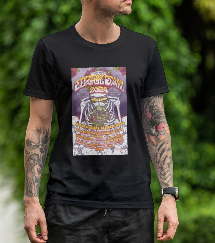 Jerry Jam Cabot VT July 19-21 2024 Featuring Keller Williams Grateful Grass And More T-Shirt