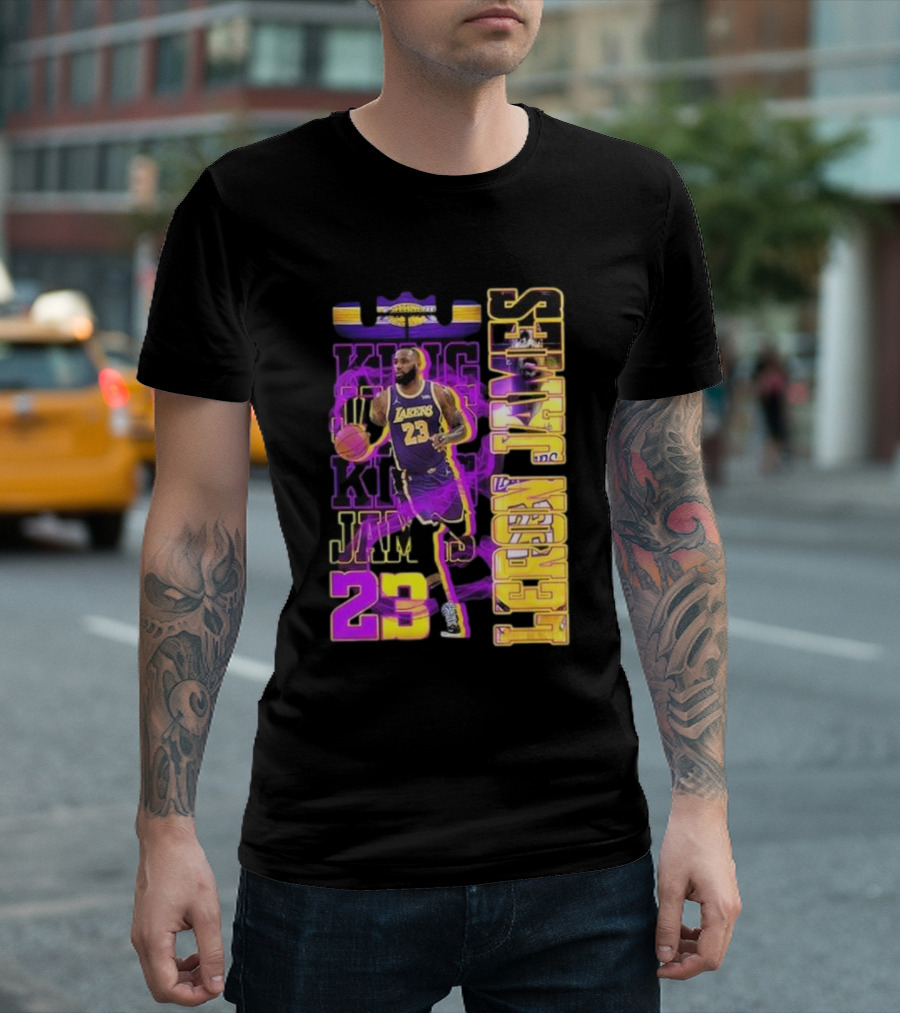 King LeBron James No. 23 Los Angeles Lakers True King Fan T-Shirt