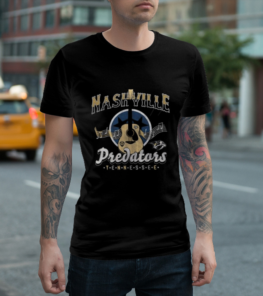 Nashville Predators Tennessee Music Guitar T-Shirt