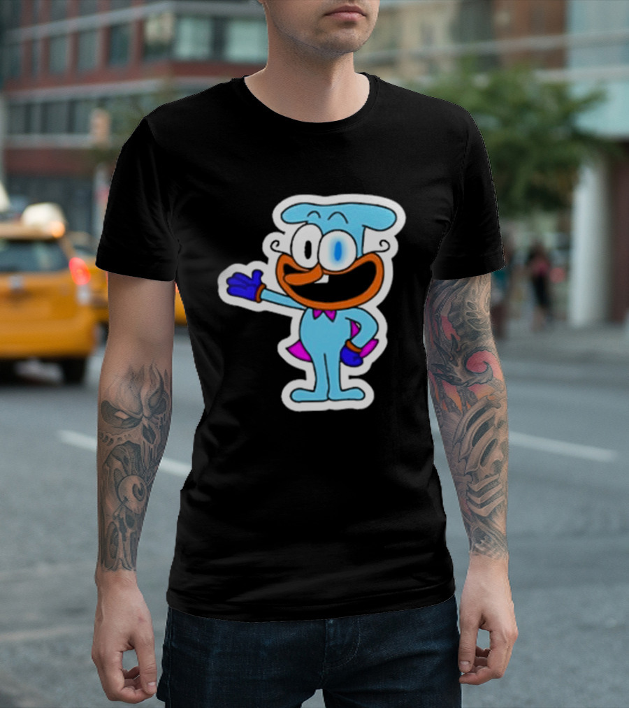 Robby1iscool The Doise Blue Cartoon Character with Orange Mouth and Purple Cape T-Shirt