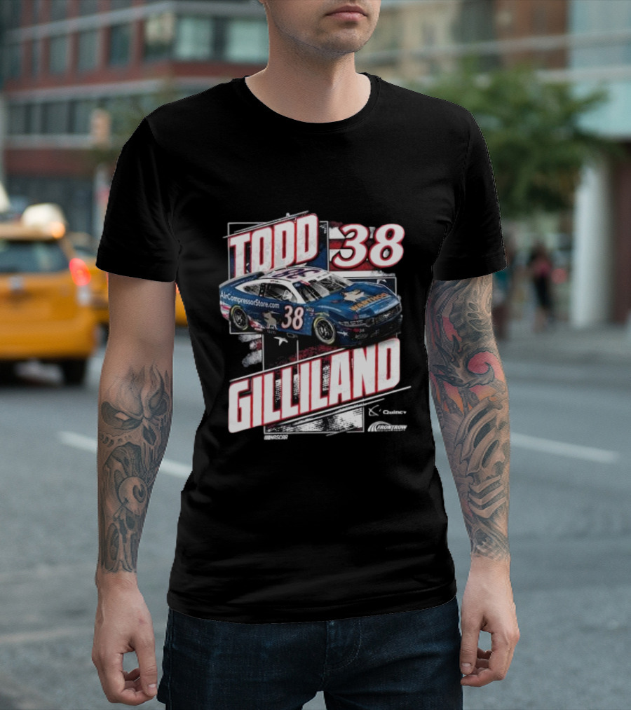 Todd Gilliland 38 Quincy Compressors Checkered Flag Sports Patriotic NASCAR Car T-Shirt