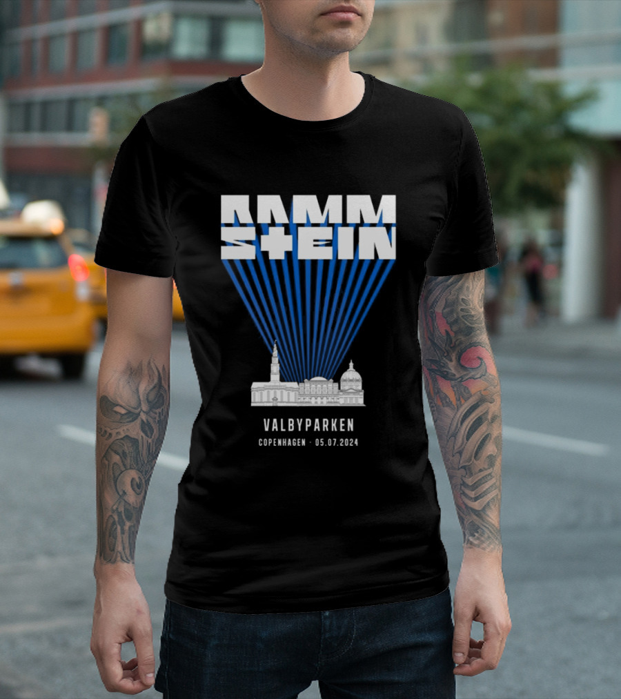 Rammstein Valbyparken Copenhagen 05.07.2024 Concert Graphic with Copenhagen Skyline T-Shirt