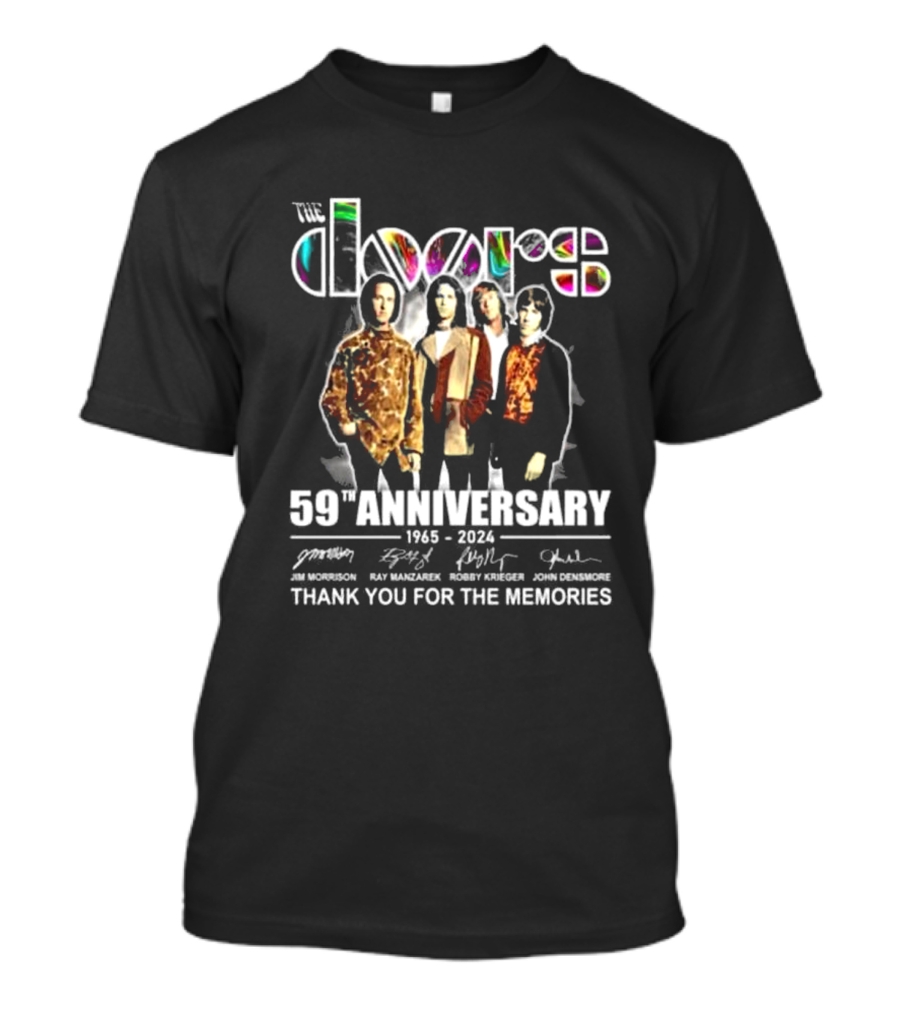 The Doors 59th Anniversary 1965-2024 Thank You For The Memories Jim Morrison Ray Manzarek Robby Krieger John Densmore T-Shirt