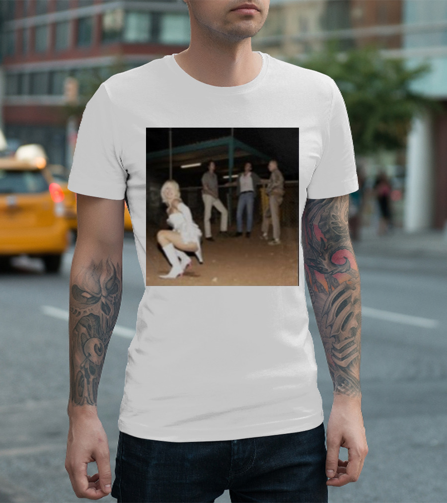 U Should Not Be Doing That Retro Group Scene with Woman in White Boots T-Shirt