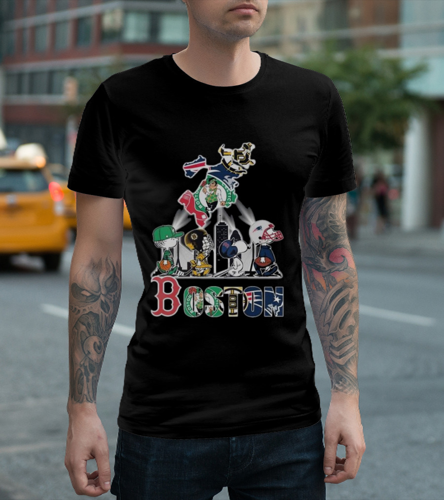 Boston Celtics Red Sox Bruins Patriots Peanuts New England Proud T-Shirt