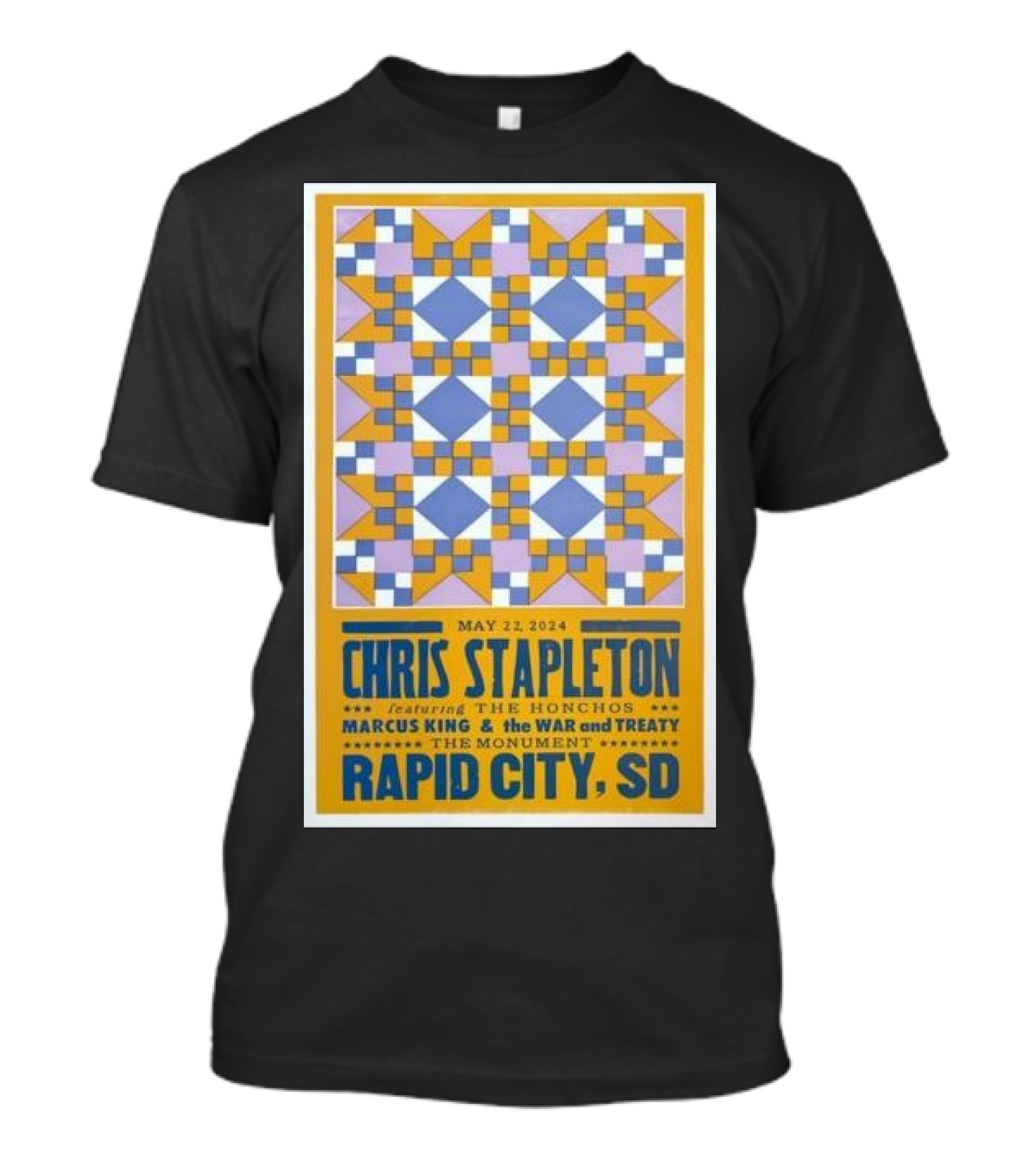 Chris Stapleton Featuring The Honchos Marcus King And The War And Treaty May 22 2024 The Monument Rapid City SD T-Shirt