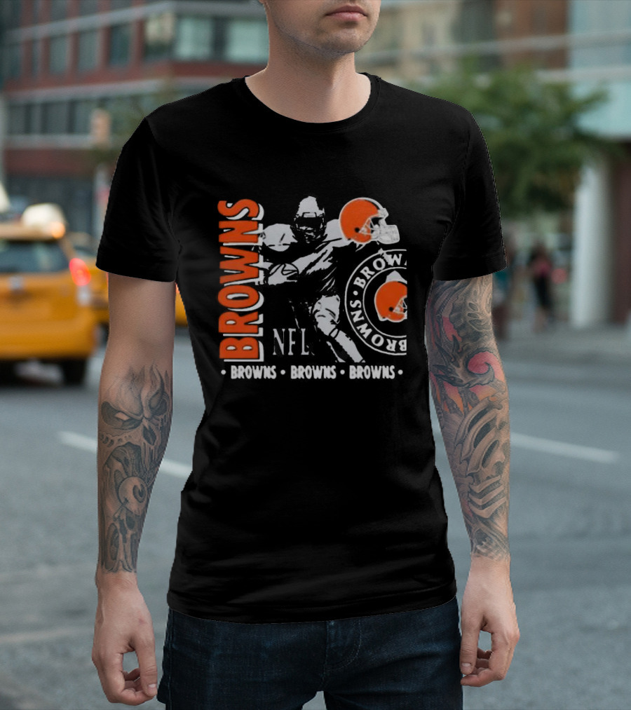 Cleveland Browns NFL Helmet and Player Browns Browns Browns T-Shirt