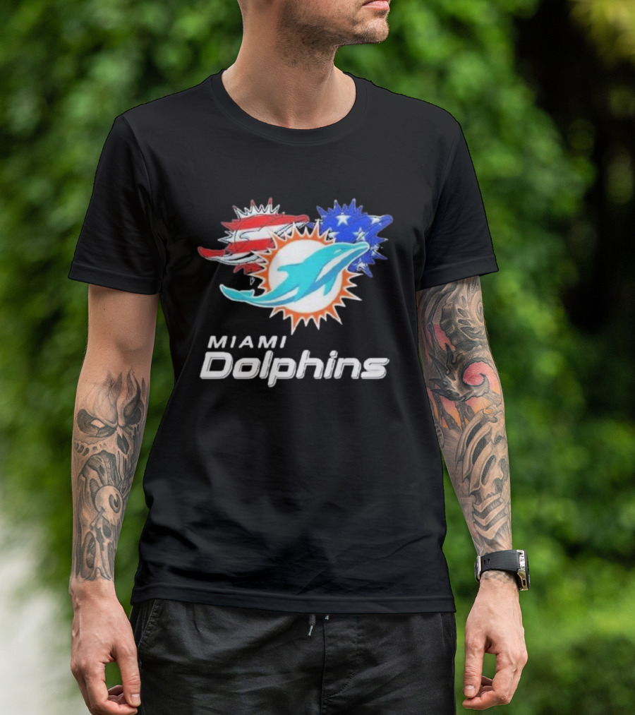 Miami Dolphins Patriotic Red White Blue 4th Of July T-Shirt