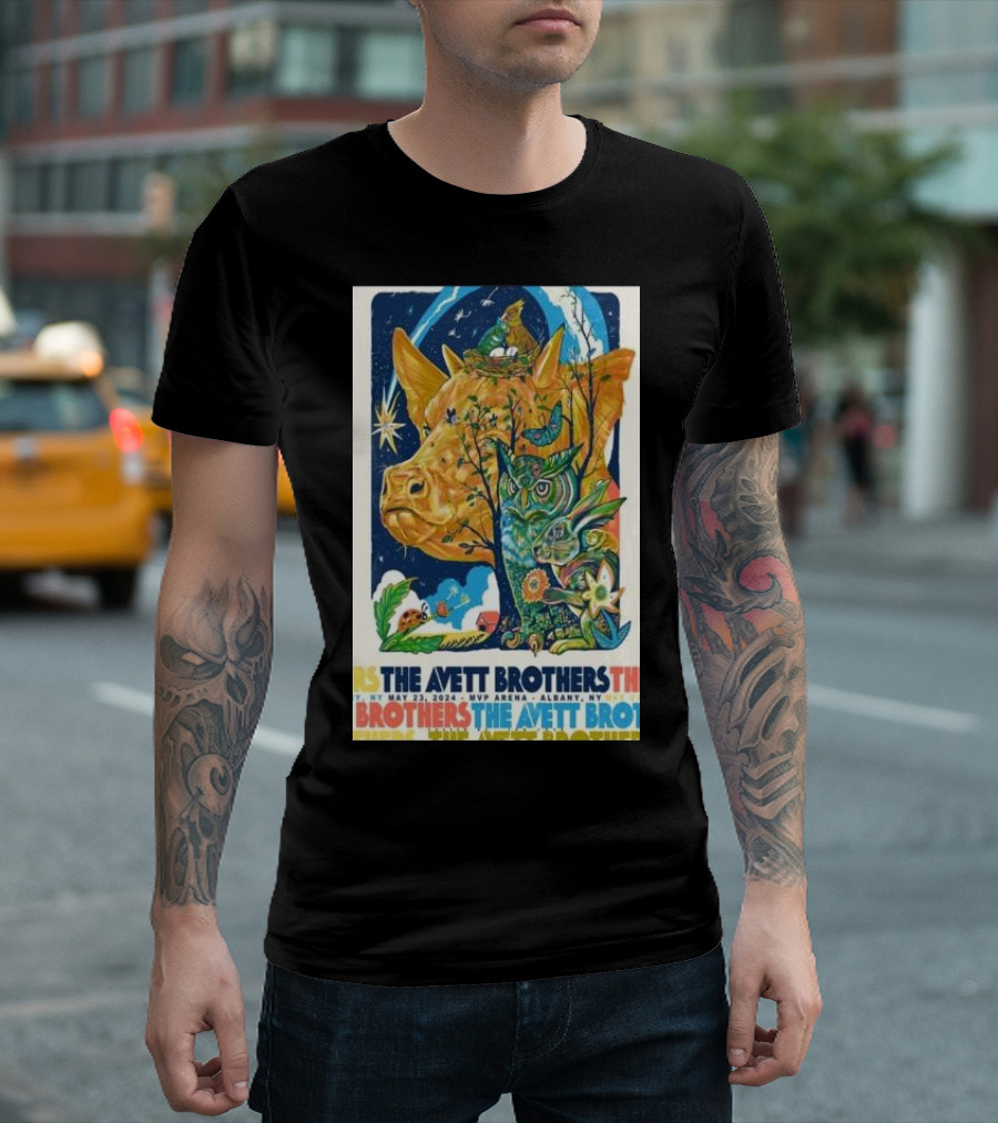The Avett Brothers May 23 2024 MVP Arena Albany NY Colorful Animal Fantasy T-Shirt