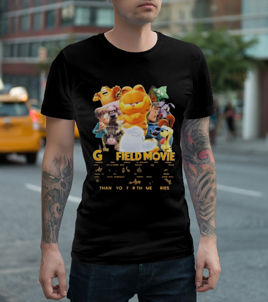 The Garfield Movie Cast Characters Thank You For The Memories Signatures T-Shirt