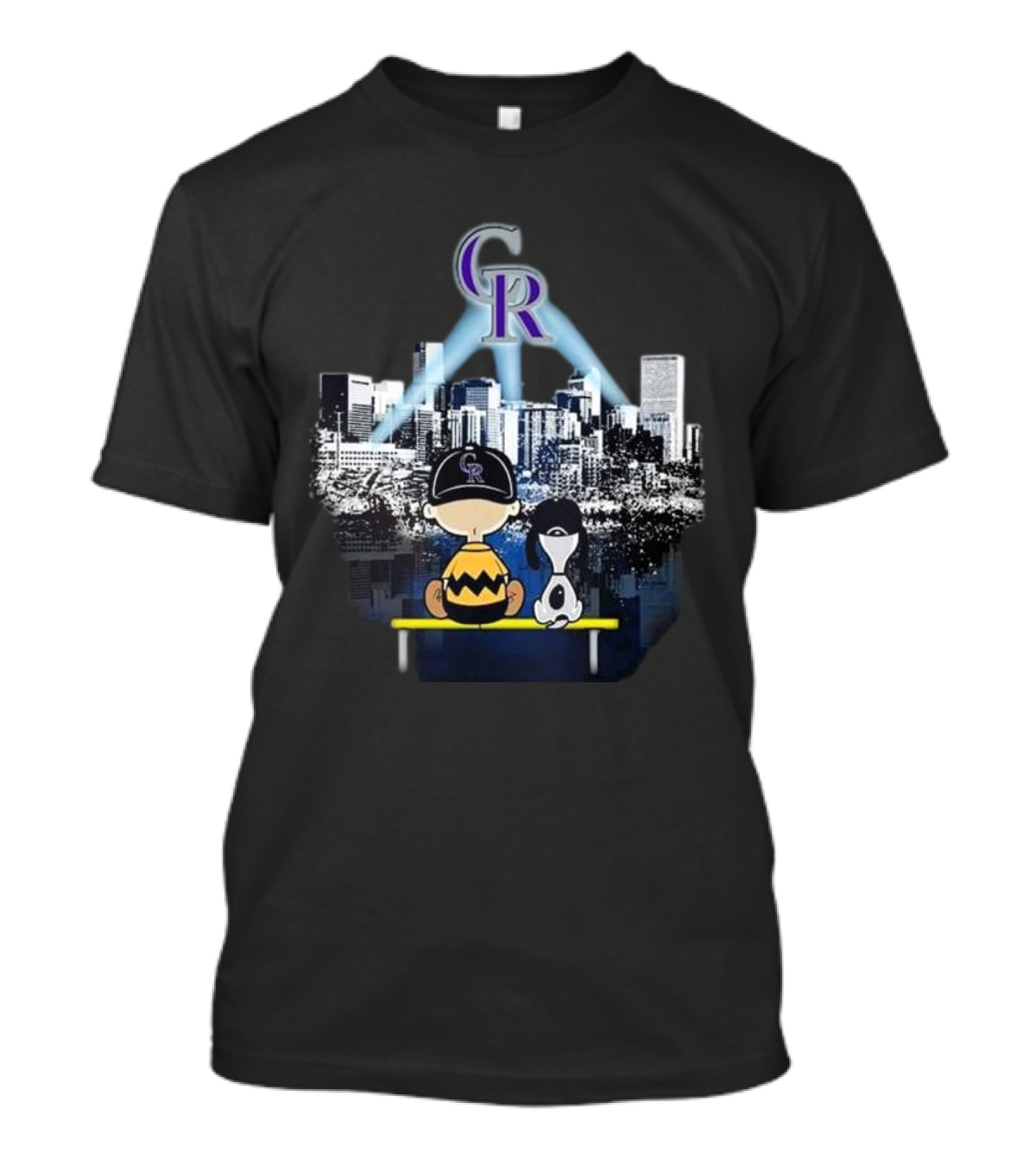 Charlie Brown And Snoopy Colorado Rockies 2024 City Skyline With CR T-Shirt