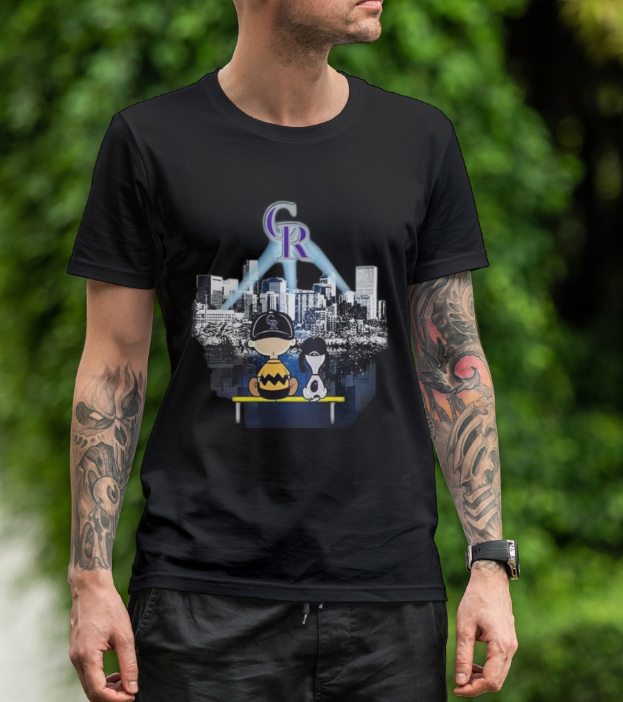 Charlie Brown And Snoopy Colorado Rockies 2024 City Skyline With CR T-Shirt