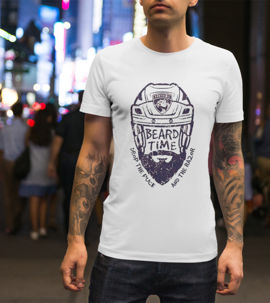 Beard Time Florida Panthers Drop The Puck And The Razor T-Shirt