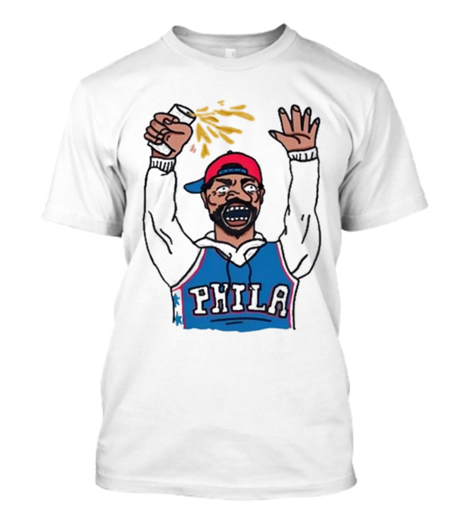 Phillygoat Phila Sixers Fan With Spray Can And Raised Hand T-Shirt