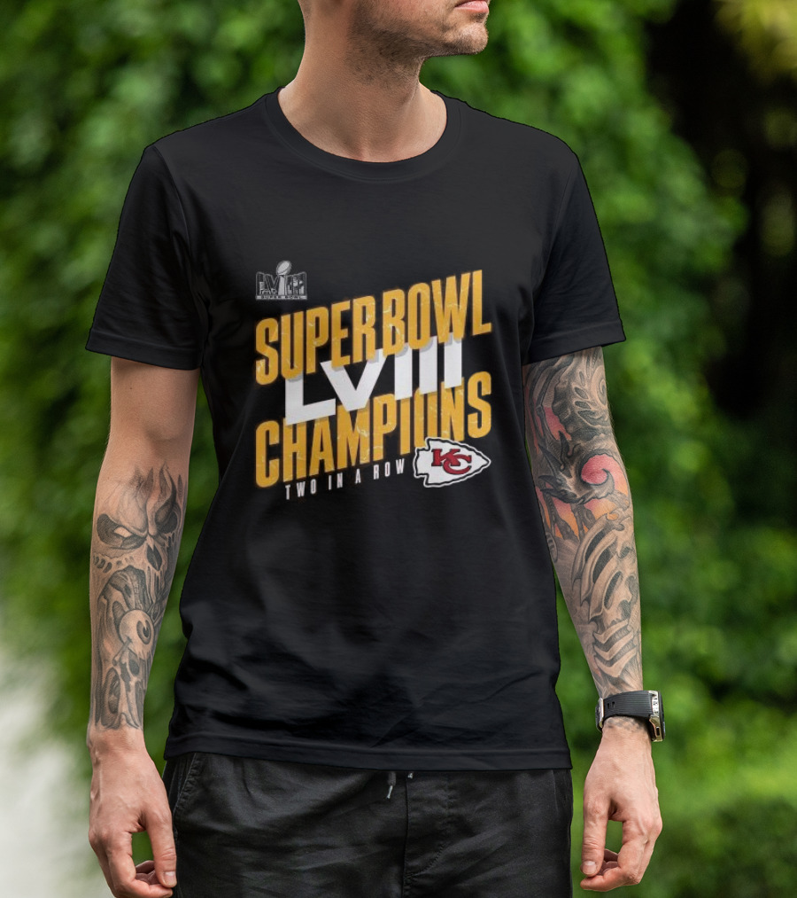 Super Bowl LVIII Champions Two In A Row Kansas City Chiefs T-Shirt