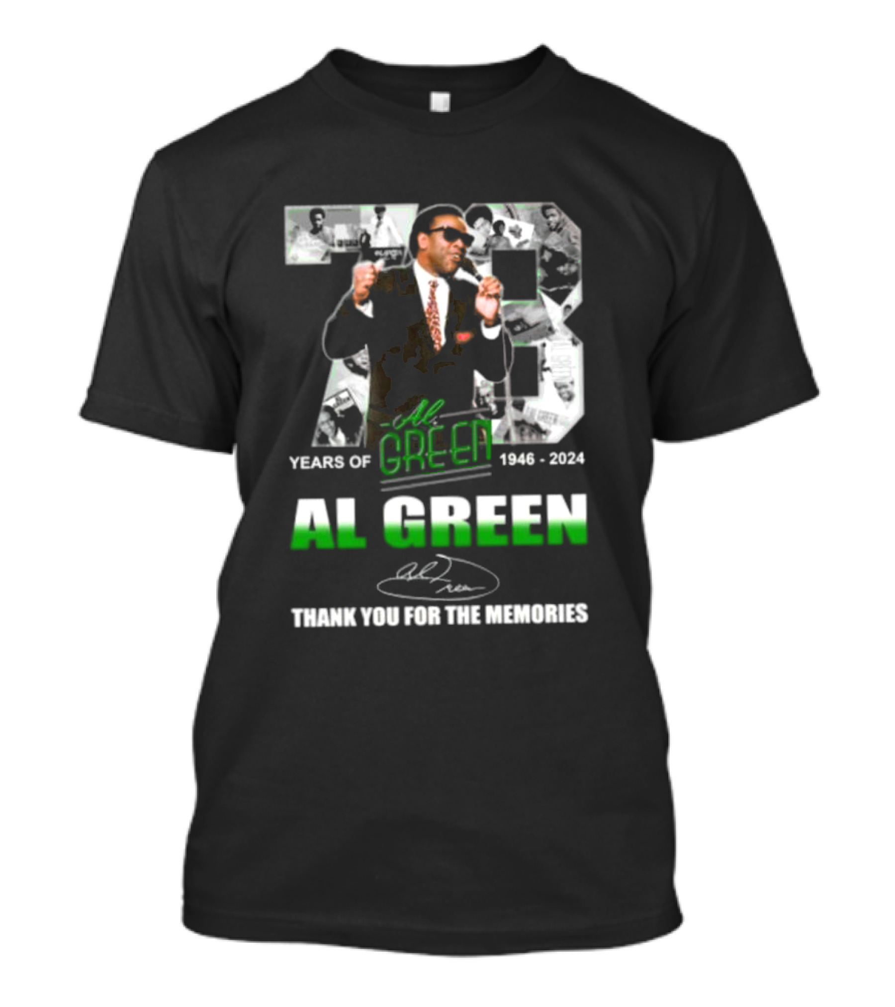 73 Years Of Al Green 1946-2024 Thank You For The Memories Signatures T-Shirt