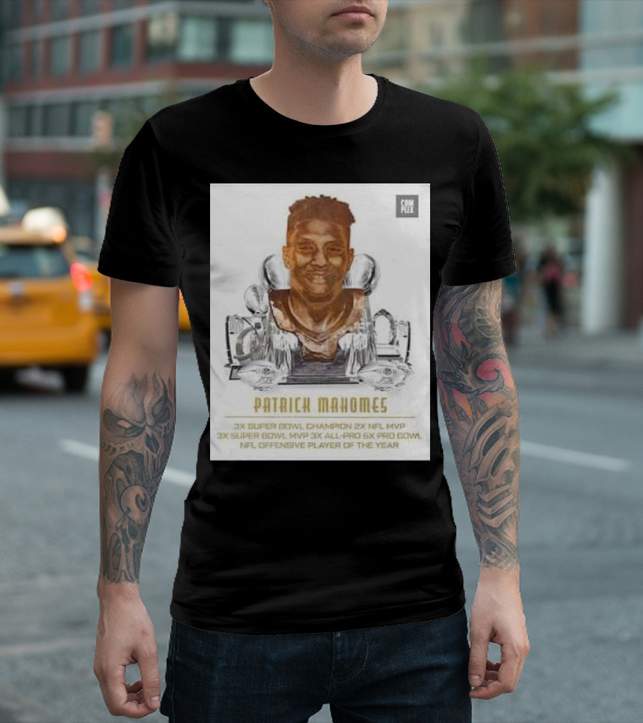Patrick Mahomes 3X Super Bowl Champion 2X NFL MVP 5X Pro Bowl Kansas City Chiefs NFL Offensive Player of the Year T-Shirt