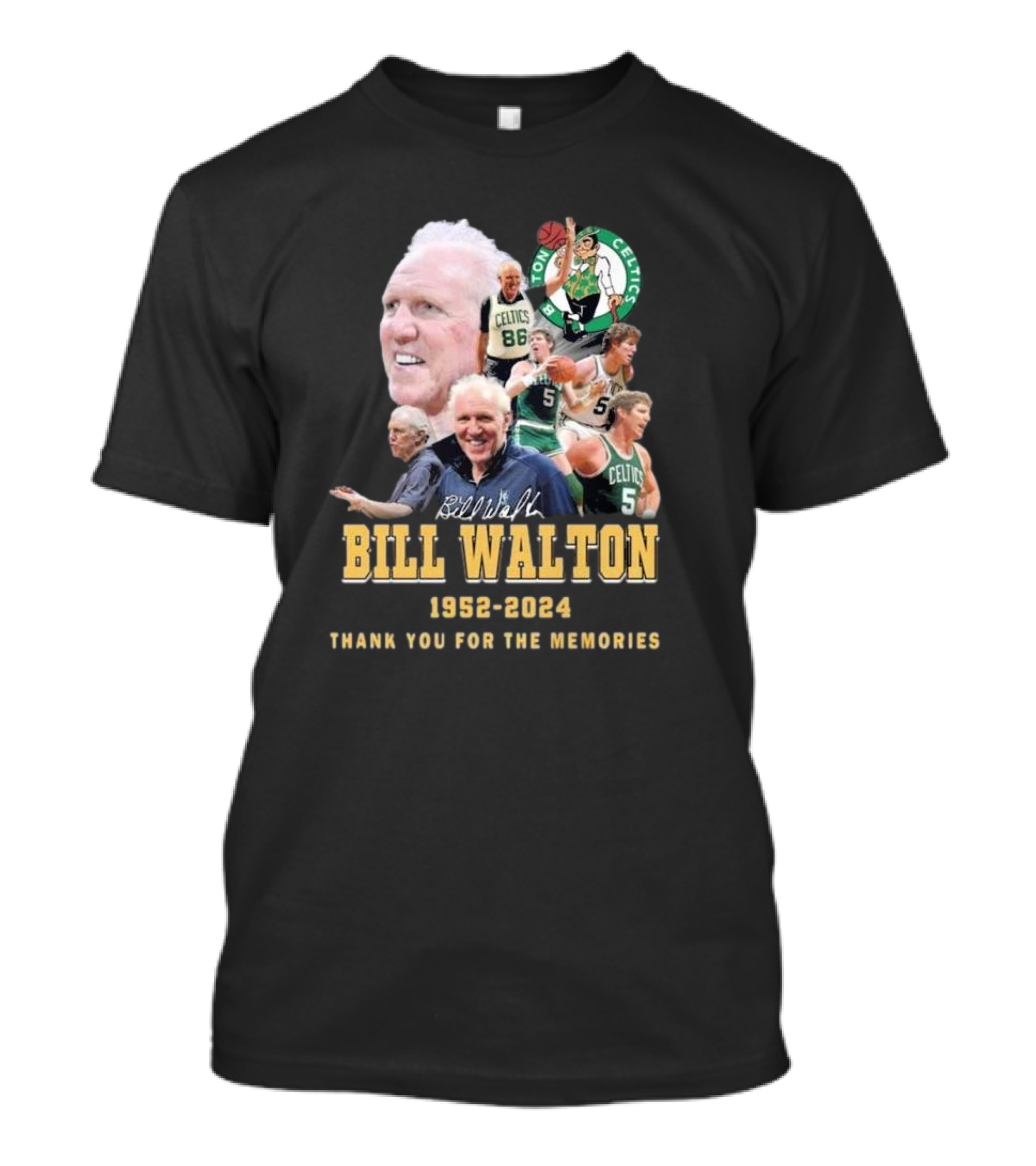 Bill Walton Boston Celtics Legendary Career 1952-2024 Tribute Thank You For The Memories T-Shirt