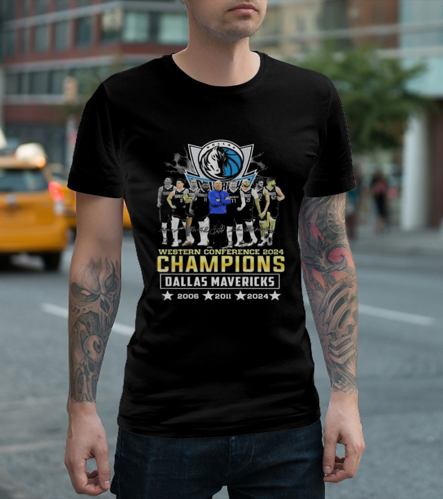 Dallas Mavericks Western Conference Champions 2024 Signatures 2006 2011 T-Shirt