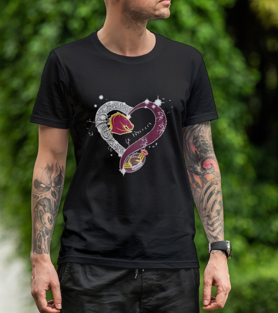 Brisbane Broncos Heart-Shaped Diamond Logo Go Broncos T-Shirt