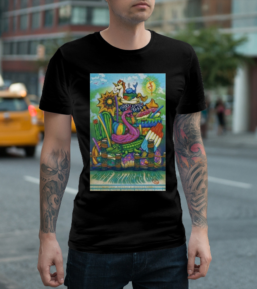 Dave Matthews Band Jacksonville FL May 28th 2024 Psychedelic Unicorn Flamingo T-Shirt