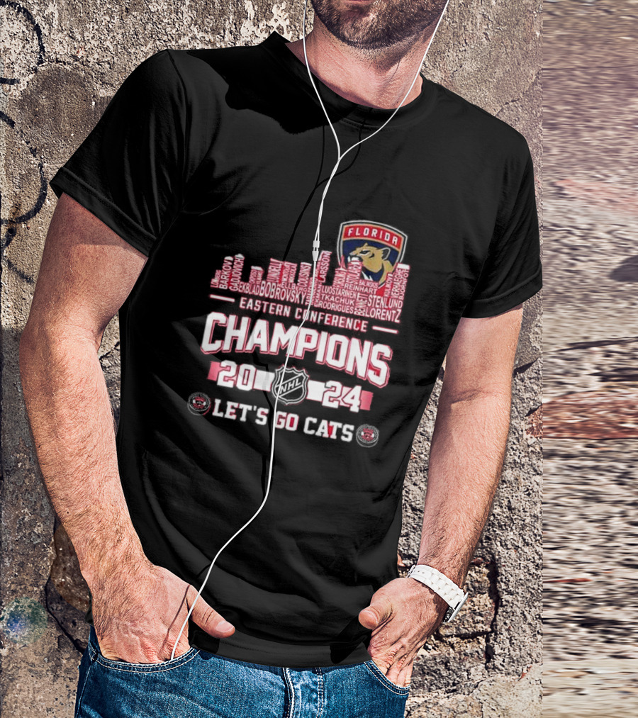 Florida Panthers 2024 Eastern Conference Champions NHL Let's Go Cats T-Shirt