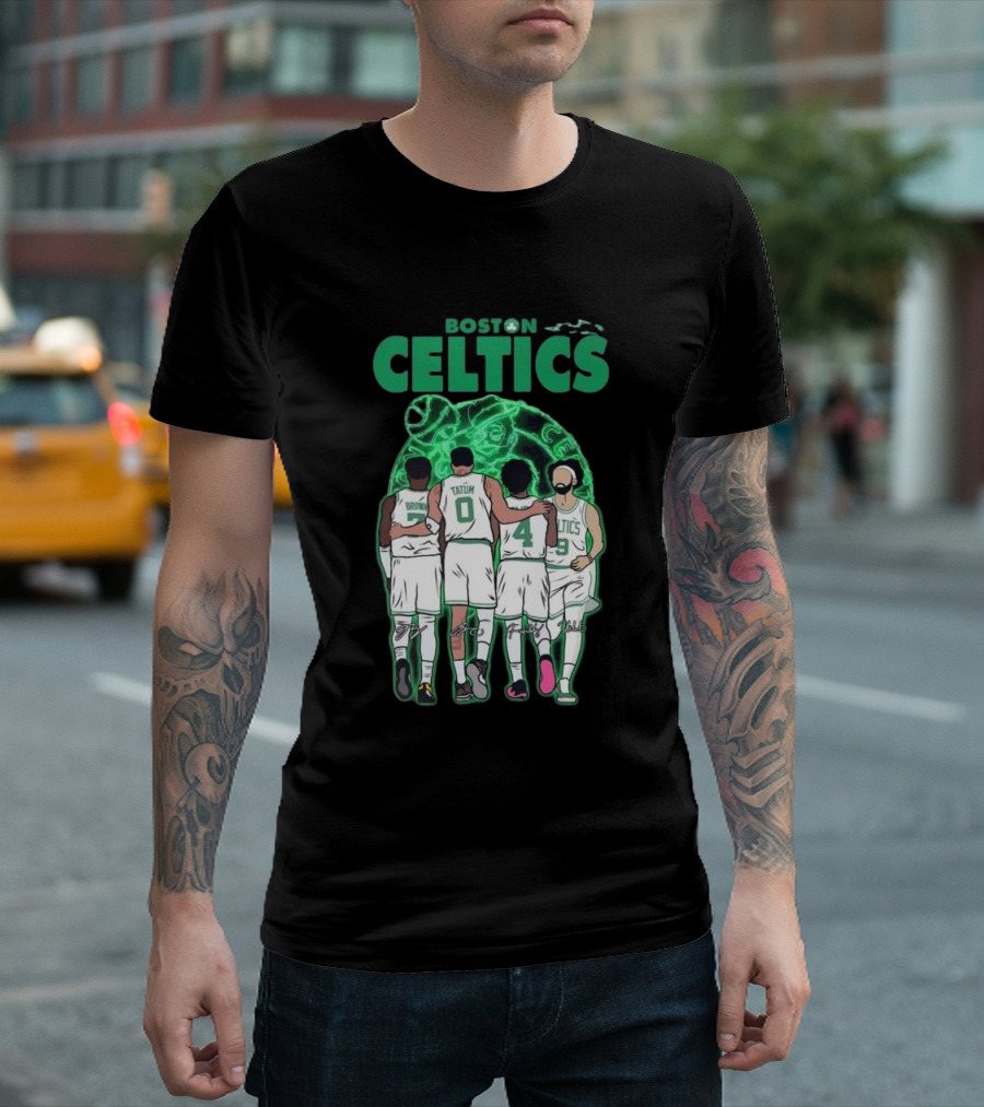 Boston Celtics Brown Tatum Holiday Derrick Signatures Basketball Players T-Shirt