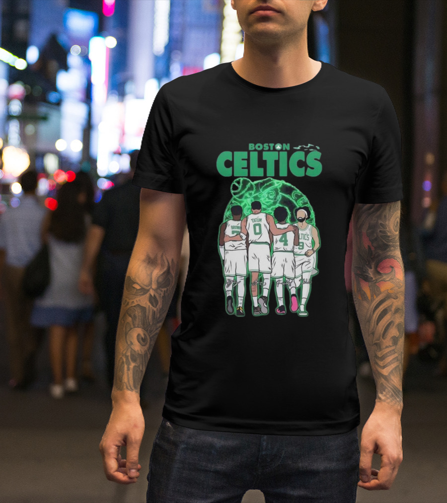 Boston Celtics Brown Tatum Holiday Derrick Signatures Basketball Players T-Shirt