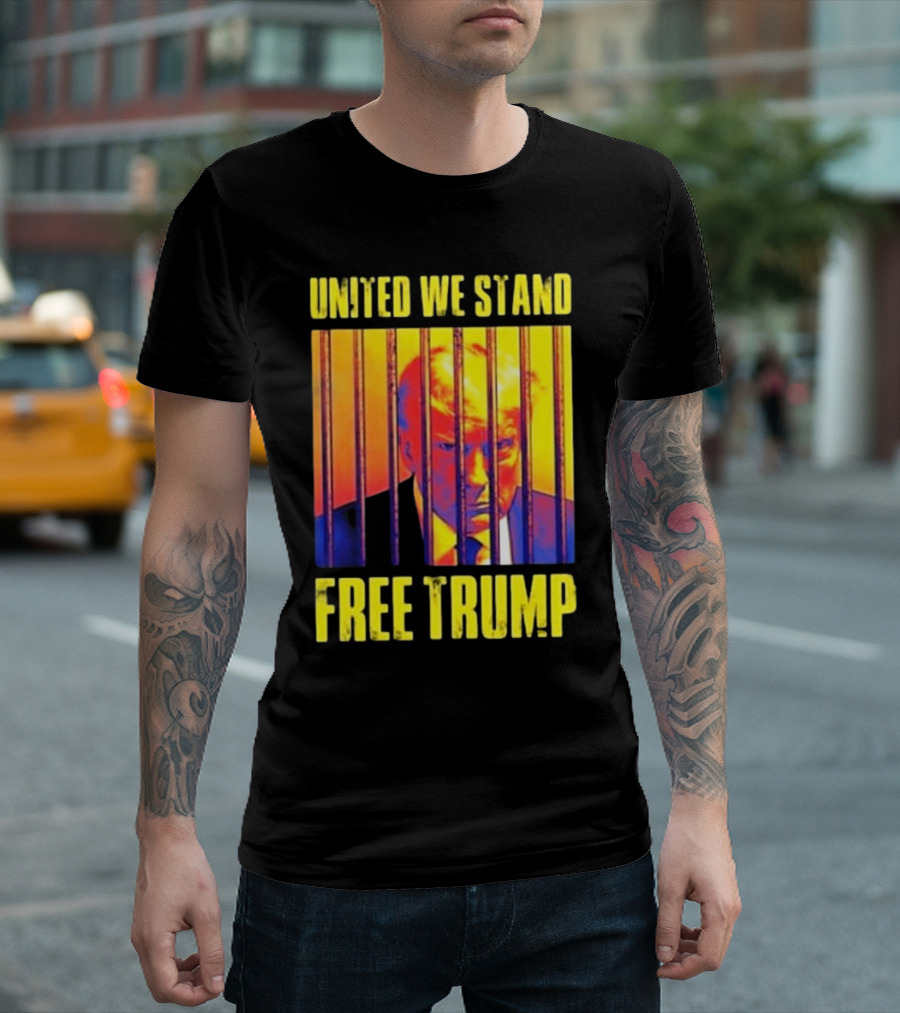 United We Stand Free Trump 2024 Orange Behind Bars T-Shirt