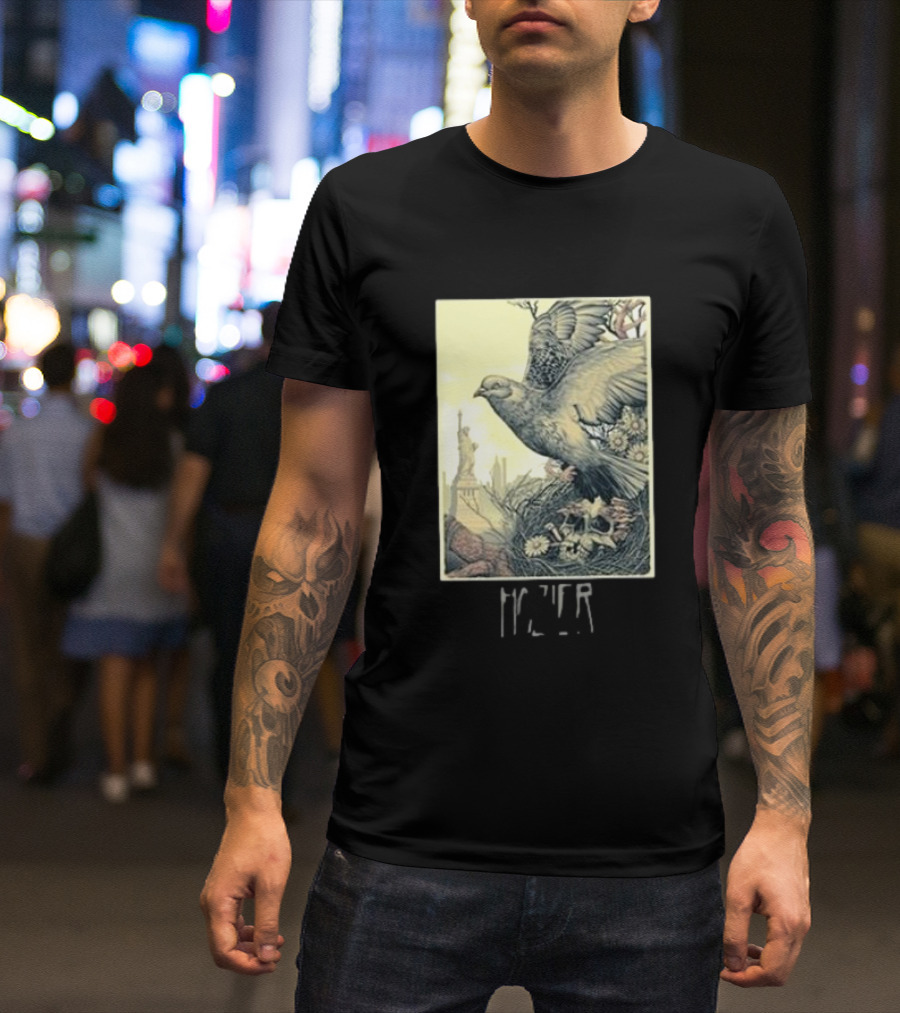 Hozier Forest Hills Stadium Queens NY June 4 2024 Concert Art With Statue Of Liberty And Dove T-Shirt