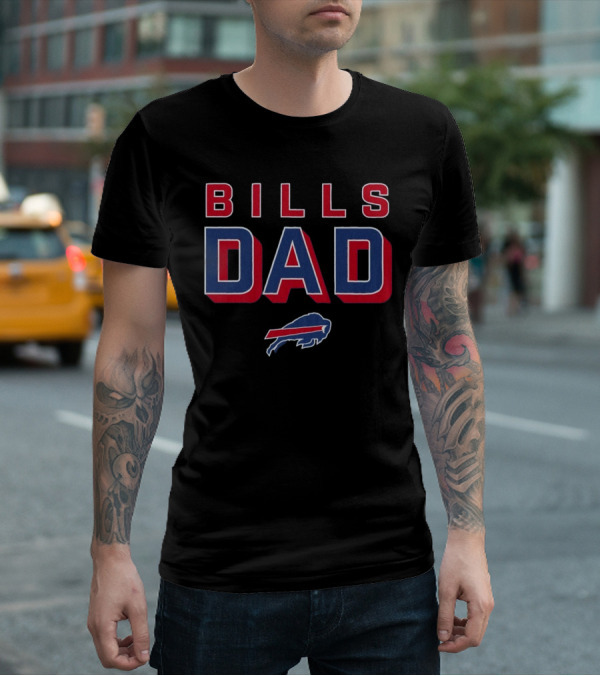 Buffalo Bills Dad Red Blue Bold Lettering T-Shirt