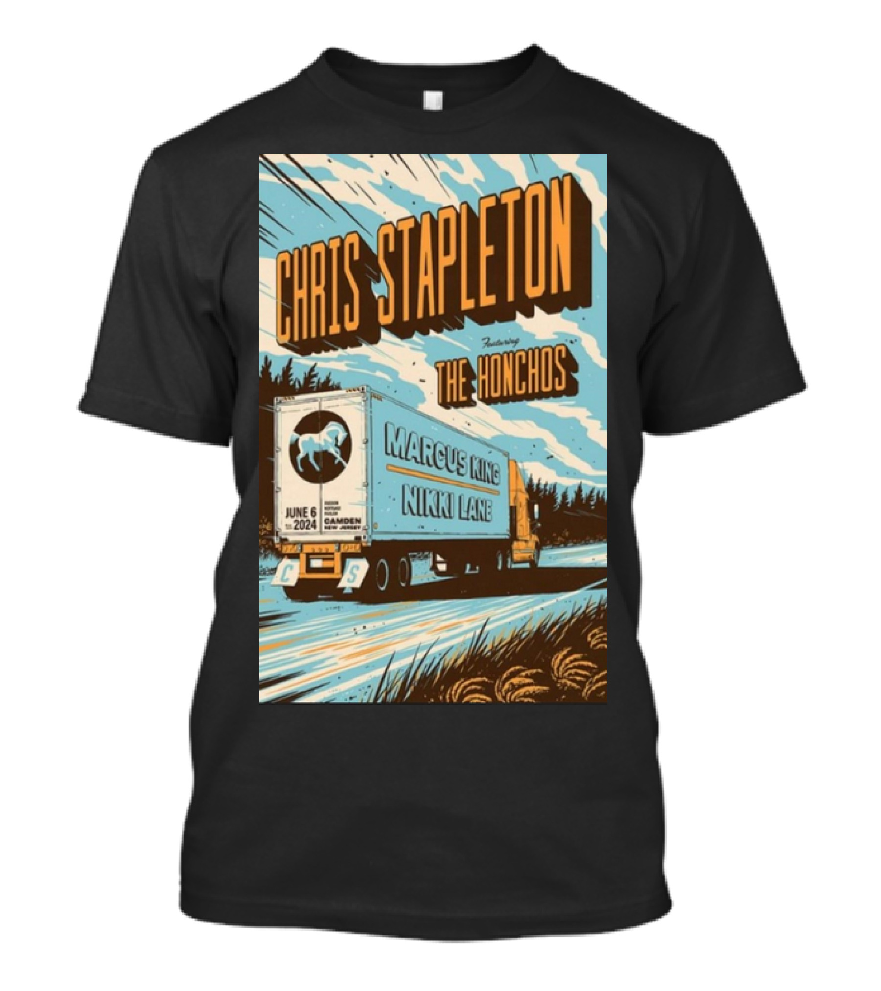 Chris Stapleton Featuring The Honchos Marcus King Nikki Lane June 6 2024 Freedom Mortgage Pavilion Camden NJ Truck T-Shirt