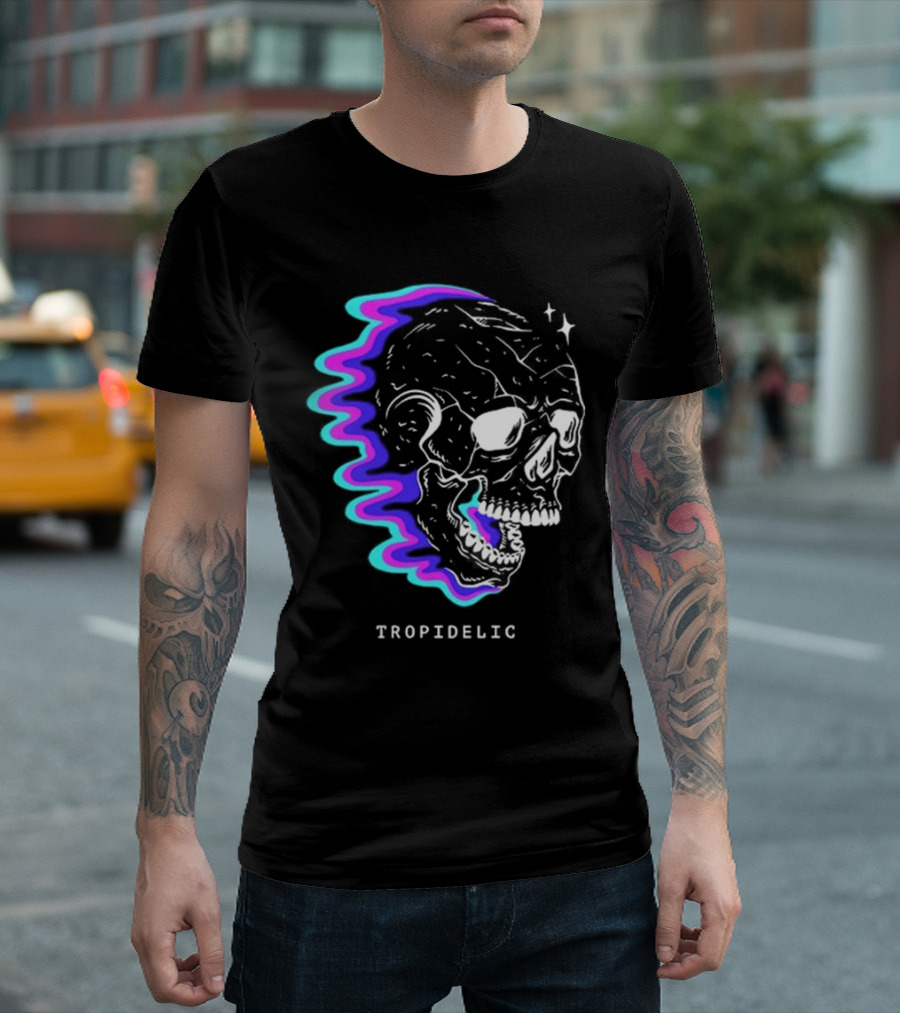 Tropidelic Psychedelic Skull Tour 24 Vibrant Cosmic T-Shirt
