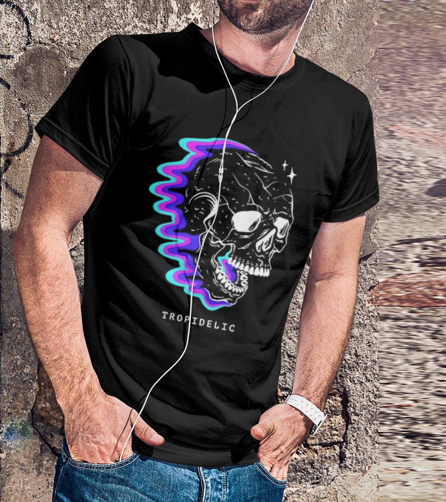 Tropidelic Psychedelic Skull Tour 24 Vibrant Cosmic T-Shirt