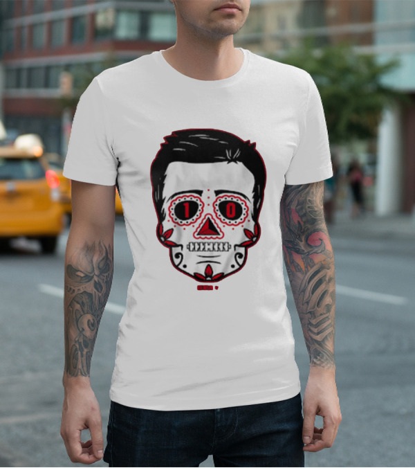 Drake Maye Sugar Skull Football Themed T-Shirt