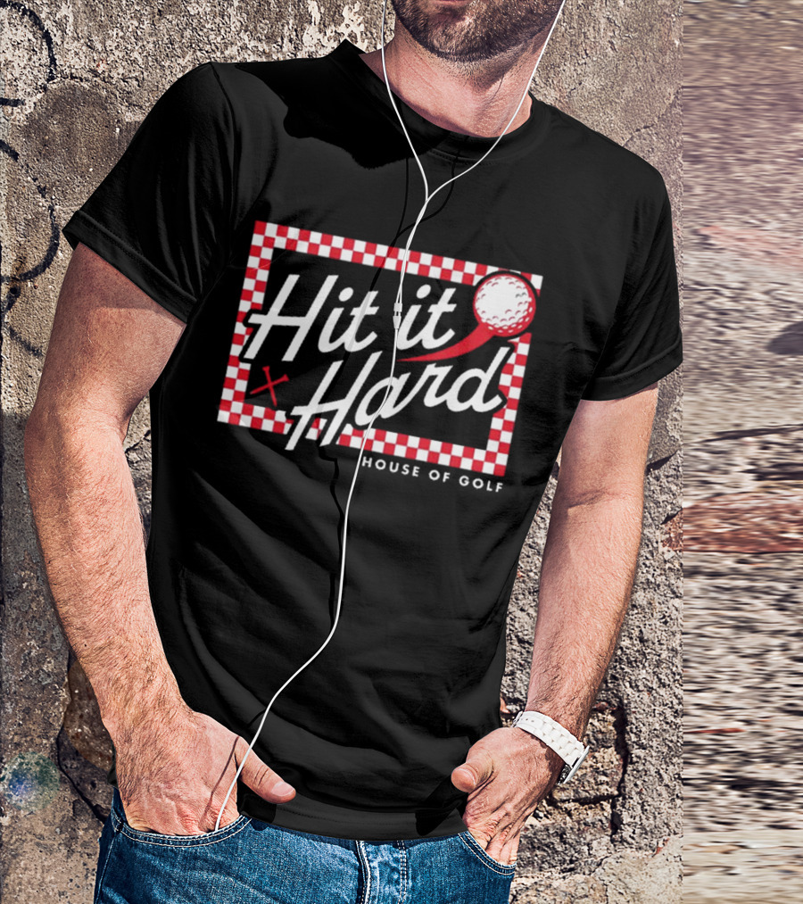 Hit It Hard Checkerboard House Of Golf Red White Golf Ball T-Shirt