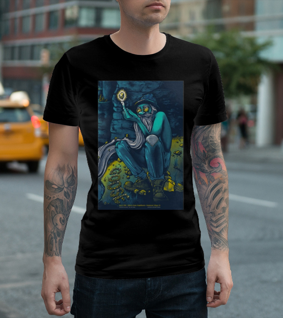 Goose Jun 8 2024 Fiddler’s Green Amphitheatre Greenwood Village CO Whimsical Old Man with Glowing Crystal T-Shirt
