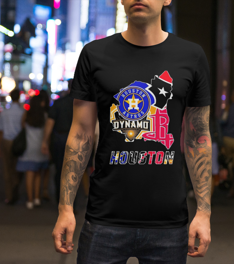 Houston Astros Dynamo Rockets Texas Map Sports Team T-Shirt