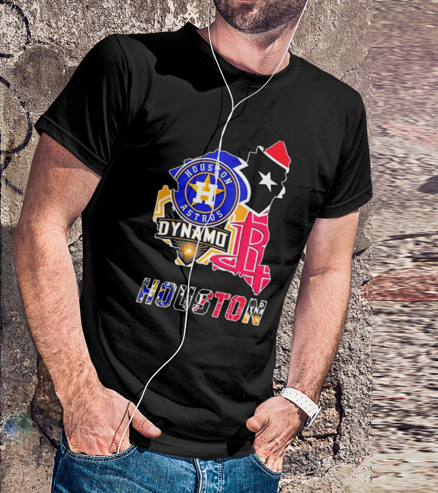 Houston Astros Dynamo Rockets Texas Map Sports Team T-Shirt